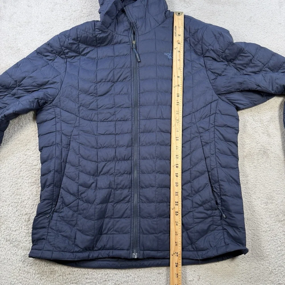 The North Face Jacket Mens Large Navy Thermoball Puffer Hooded Nylon Full Zip